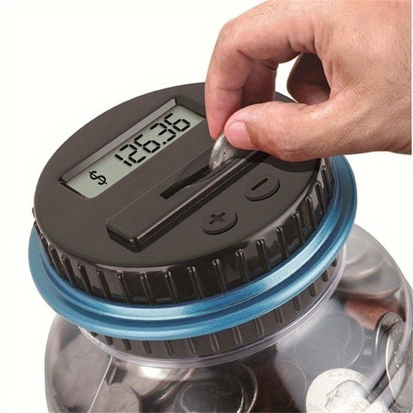 Large LCD Coin Counting Jar  Transparent Automatic Coin Bank with Digital Display Money Saver for Halloween Thanksgiving or Christmas Gift Black ABS Material Large Coin Counter Coin Counter